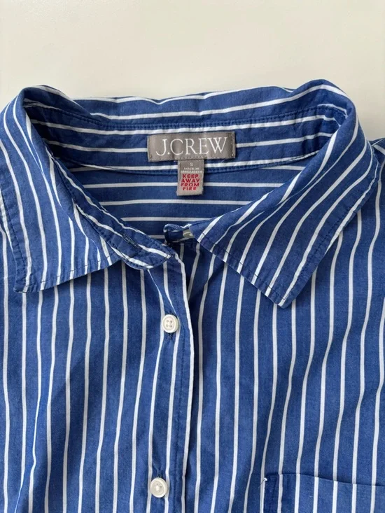 J.Crew Women's Blue White Striped Cotton Poplin Pajama Pant Set Size Small - Picture 4 of 15